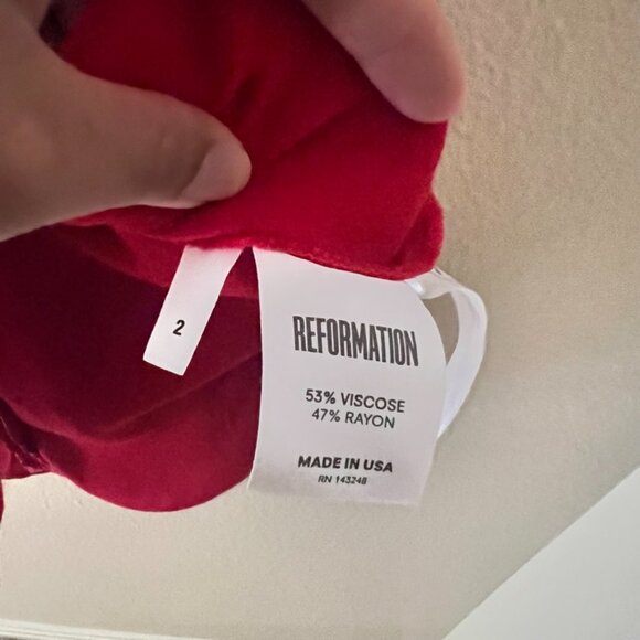 Reformation Valentine Red Sweetheart Chest Tie Mini Dress US 2 - Picture 6 of 7